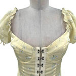 Princess Polly  Allyson Corset Top Puff Sleeve Yellow Floral Size US‎ 4 Photo 2