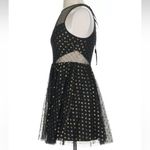 EXPRESS  Black & Gold Polka Dot Cut-Out Party Dress Mesh Chiffon Size XXS Photo 4
