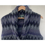 Lauren Ralph Lauren Lambswool Southwestern Tribal Cardigan Sweater Vest Medium Gray Photo 1