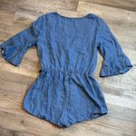 Iris  Blue Denim Romper with Bell Sleeves Size S Photo 5