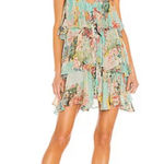 HEMANT AND NANDITA Sage Tiered Mini‎ Dress in Turquoise Size Large Photo 0