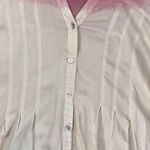 American Vintage Vintage America Shirt Women M Pink Blue Cream 100% Viscose Tie Dye V Neck Button Photo 5