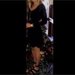 Obey  Black Fit and Flare Long Sleeve Dress with Burnout Floral Design Photo 9