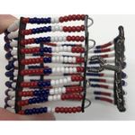 Beautiful Native American Metal and Beaded Cuff Bracelet Red Blue White Photo 10