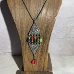 Chico's  Rhinestone Accent Modernist Boho Pendant Long Necklace VTG Signed Photo 0