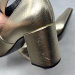 Saint Laurent NEW  Babies Edgy Mary Jane Ankle Strap Pumps Mid Heels Gold 38.5 Photo 7