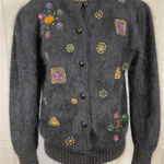 Vintage Shannon Cardigan Angora Lambswool Black Gold Bejeweled Grannycore Soft M Size M Photo 0