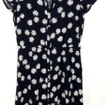 J Jill Black Daisy Print Ruffle Hem Short Sleeve Midi Flowy Dress M (no belt) Size M Photo 0