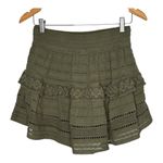 Aerie  Olive‎ Green Ruffle Mini Skirt Crochet Knit Boho Women Size Small Photo 5