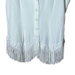 Vintage 18th St White Button‎ Down Fringe Trim Lace Collar Vest Medium 80s 90s M Photo 4