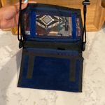 Vintage Stone Mountain suede tri fold crossbody or waist bag western interior Blue Photo 12