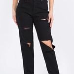 Black Knee Ripped Destroyed Mom Jeans Photo 0