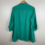 Coldwater Creek Womens 100% Linen Button Down Shirt in Teal Sz L Lightweight Photo 6
