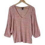 Daytrip Striped Dolman Sleeve Top Womens M Pink V-Neck Slouchy Casual Minimalist Photo 0