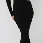NWT Rumored Presley Maxi Dress Boat Neck Open Back Sexy Long Sleeve Size S Black Photo 0
