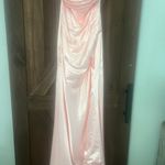 Promlily Strapless Pink Formal Gown With Slit Photo 3