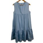 Harper  Denim Chambray Tiered Sleeveless Babydoll Dress Jumper‎ Size M NWT Photo 1