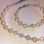 Pale Pink Baroque Genuine Freshwater Pearls Necklace Bracele Photo 3