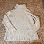 Gap  Women L Light Gray Cable Knit Turtleneck Sweater 55 Lambswool Photo 5