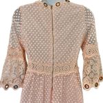 Maje Blush Pink Roso Gold Grommet Lace Tiered Half Sleeve Midi Dress size 1 / S Photo 5