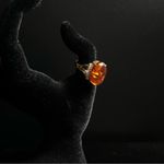 Vintage 14k Gold Plated Amber And CZ Ring Photo 1