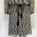 Bebop New  Tassel Tie Waist Keyhole Mini Dress Black White Geometric Print Photo 3
