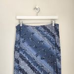 American Vintage Vintage 90s Blue Floral Striped Maxi Skirt Pull On Side Hem Split M Photo 3