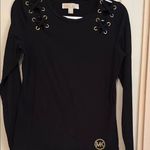 Michael Kors  Black Embellished Blouse with Silver Accents Photo 0