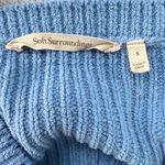 Soft Surroundings Soft Surrounding Womens Cozy Chenille Crewneck Fisherman Knit Sweater Blue Small Photo 3