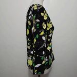 Mix It Y2K Black Yellow Floral 3/4 Sleeve V Neck Ruched Top Large Photo 3