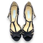Betsey Johnson Black Glitter Mod Retro T-Strap Peep-Toe Strappy Heels Size 9 Photo 8