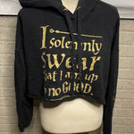Harry Potter Black Gold Print Cropped Hooded Screen Print Sweatshirt Large Photo 0