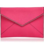 Rebecca Minkoff  Envelope Clutch Bag Hot Pink Leather Cocktail Party Barbie Chic Photo 1