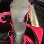 Call it spring  Red Sandals size 8.5, chunky silver 4” heel Photo 1