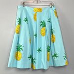 Talbots RSVP by  NEW Blue Pineapple Tropical Midi Flare Pleated Skirt Size 12 Photo 4