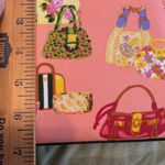 Pink handbag with novelty fun purse print black handles Photo 8