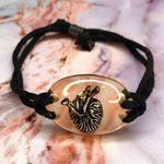 Goth Anatomical Heart Black Cord Bracelet Photo 0