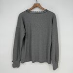 Gray Ribbed Long Sleeve Lace Trim V Photo 5