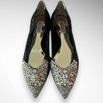 Badgley Mischka Women's Quinn Black Satin Embellished Flats 7.5 | EUC Photo 2