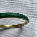 Malachite Brass‎ Bangle Green Vintage Gold Bracelet Photo 14