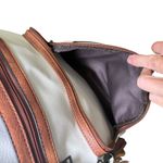 Convertible Backpack Shoulder Bag Satchel Purse White Brown Vegan Leather Photo 7