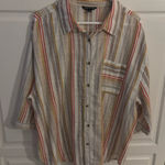Unique spectrum  Womans blouse top 3/4 sleeve 2X. Orange brown‎ Stripe Photo 0