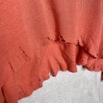 Free People  We the Free Star Relaxed Distressed Henley Top Orange Linen Small Photo 6