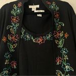 Diane Von Furstenberg  Cardigan Black Medium Embroidered Silk Assets w/shirt #108 Photo 2