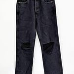 RE/DONE 90s High Rise Loose Fit Relaxed Straight Leg Washed Black Ripped Jeans Photo 1