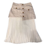Commense Beige Pleated Contrast Midi Skirt Women's M – Front Utility & chiffon Tan Size M Photo 0