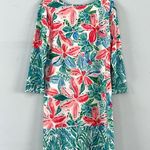 NWT Jean Pierre Klifa Daphne Mandelieu Hibiscus Floral UPF 50+ Shift Dress White Size M Photo 2