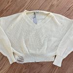 Distressed Cream Sweater Top Photo 2