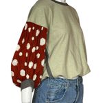 THML  Cream and Red Polka Dot Sleeve Sweatshirt Size XSMALL Photo 2