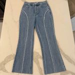 PacSun Eco Medium Blue Frayed High Waisted Bootcut Jeans Women's 26 Button Fly Photo 0
